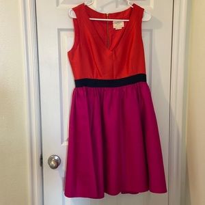 Kate Spade Normandy colorblock sleeveless dress, pink and orange, size 10